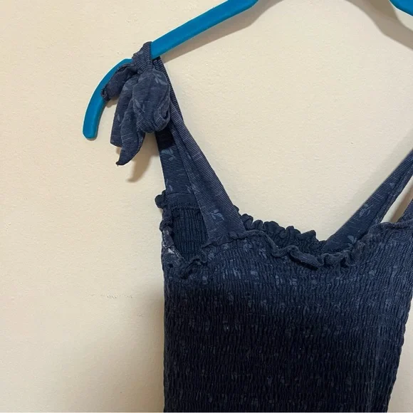 Toad & Co. XS Gemina Tie Sleeve Smocked Sleeveless Navy  Mini Dress Organic - Picture 7 of 11